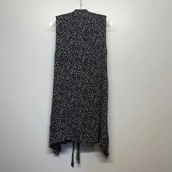 All Saints Black and Gray Flowing Animal Print Zip Midi Tie Dress - Picture 7 of 7